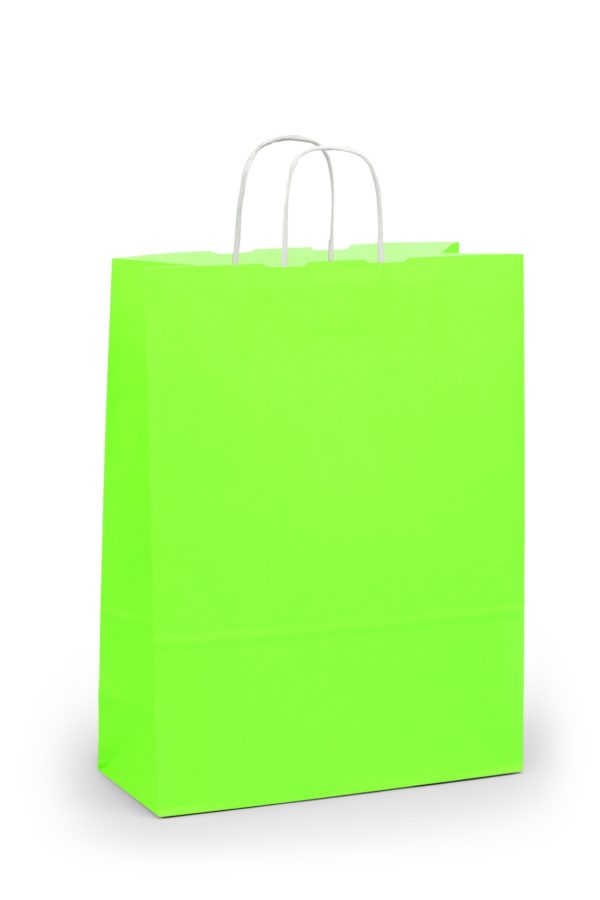 Papiertragetasche toptwist – hellgrün – mit gedrehten Papierkordel-Griffen