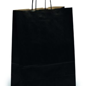 Papiertragetasche toptwist – schwarz – mit gedrehten Papierkordel-Griffen