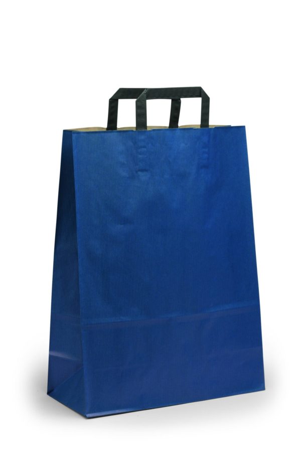 Papiertragetasche topcraft - COLOR - blau - 5 -fach gefalteten Papierinnen- Flachhenkeln