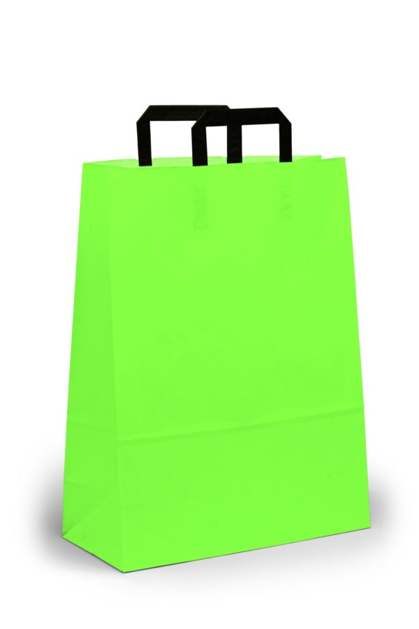 Papiertragetasche topcraft - COLOR - hellgrün - 5 -fach gefalteten Papierinnen- Flachhenkeln