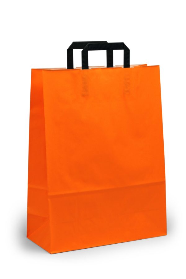 Papiertragetasche topcraft – COLOR – orange – 5 -fach gefalteten Papierinnen- Flachhenkeln